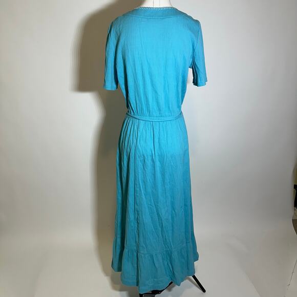 Denim & Company D & Co Blue Embroidered Floral Belted Maxi Dress Womens Small S - Picture 8 of 11